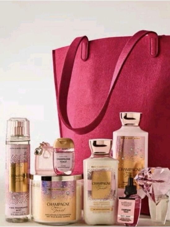 Bath & Body Works Other - BATH AND BODY WORKS CHAMPAGNE TOAST TOTE BAG 9-PC GIFT BOX RARE